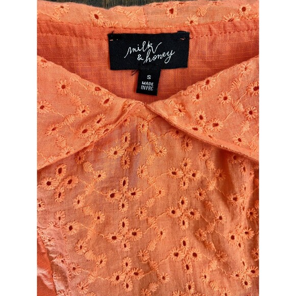 Milk & Honey Off Shoulder Strappy Boho Crop Top Orange Size Small - Picture 2 of 9